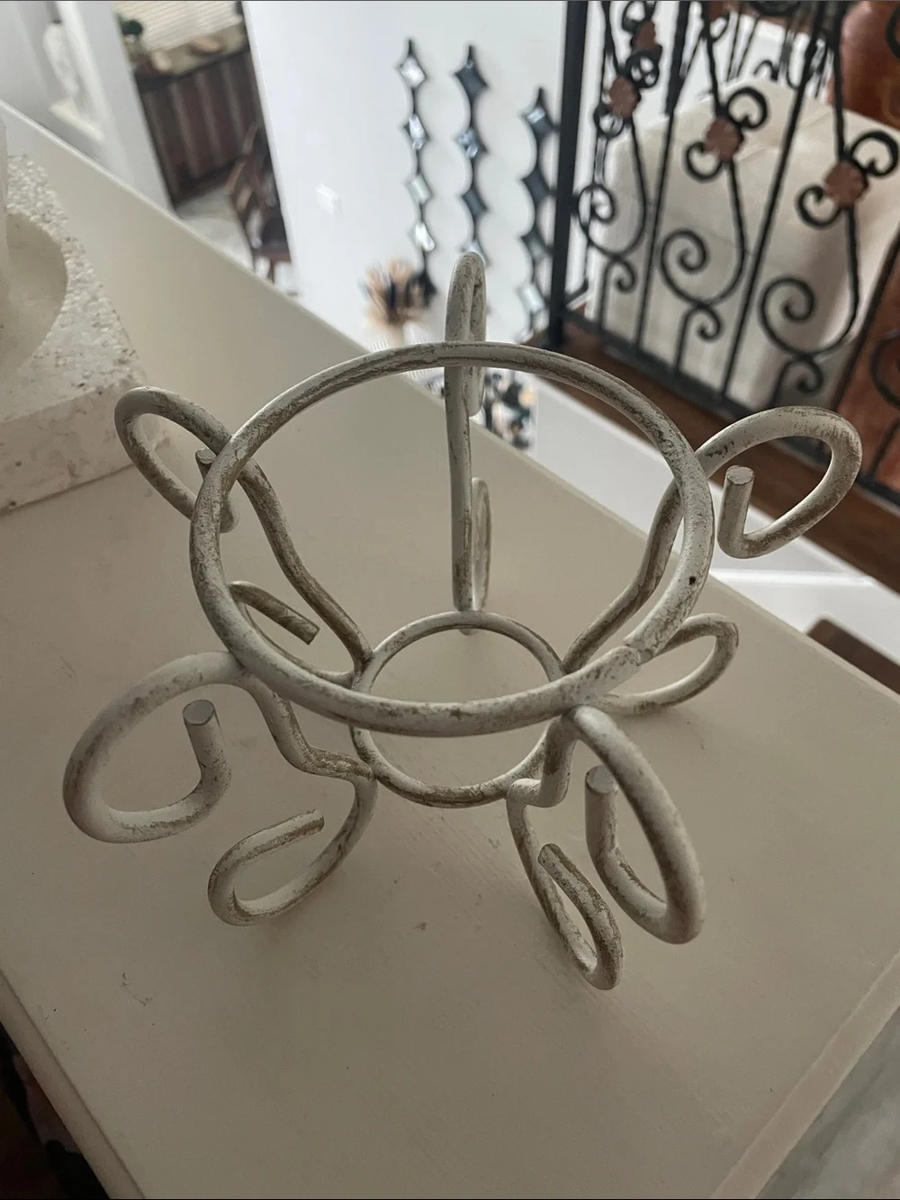 Ivory Gold Wire Glass Candle Holder